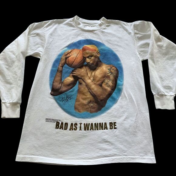 VTG '96 Mens Medium Dennis Rodman Bad as I Wanna Be Promo Long Sleeve T-Shirt - Picture 1 of 8